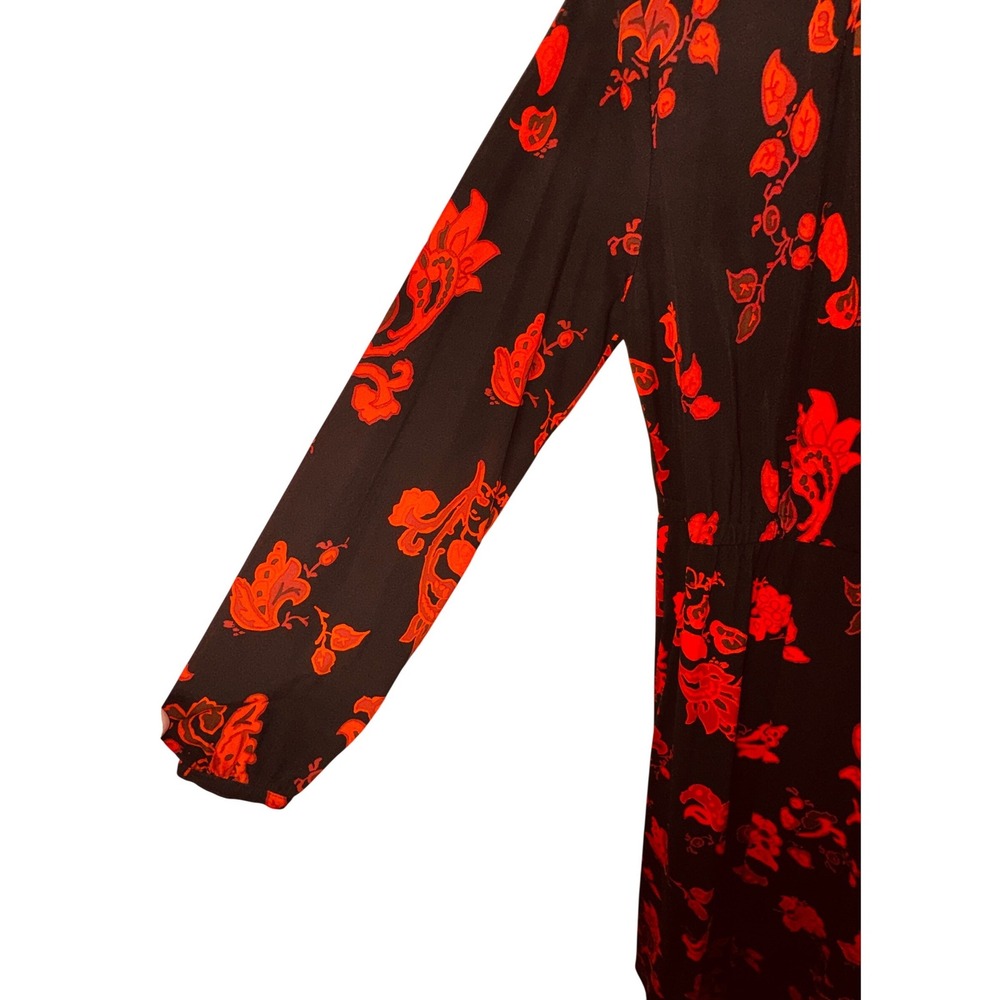 Tory Burch Black Red Floral Midi Dress Medium Classic Luxury Church Office Goth - Picture 6 of 9